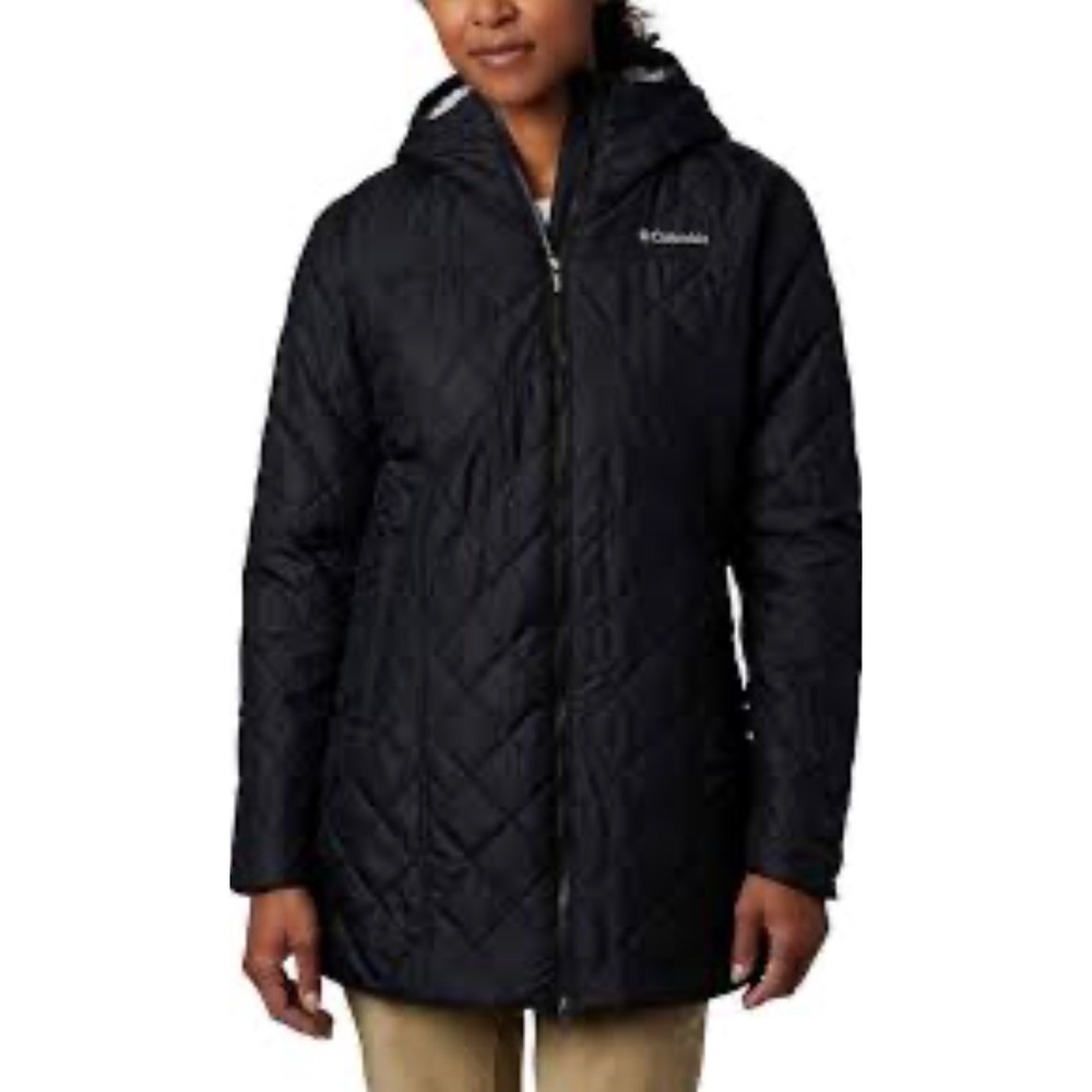 Columbia Copper Crest II Hooded Quilted Fleece Lined Jacket Black Womens M
